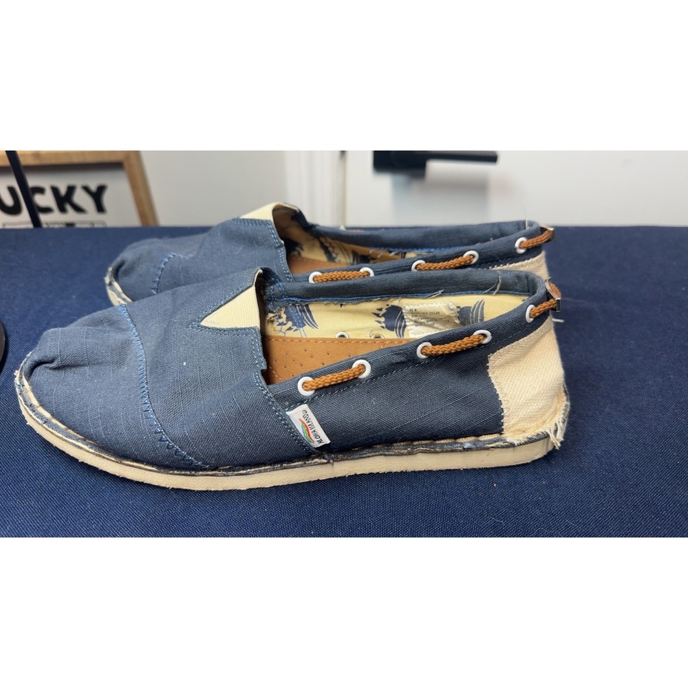 Aloha Island | Blue Canvas Slip On Alpargata Loafer Shoes | Size 8.5